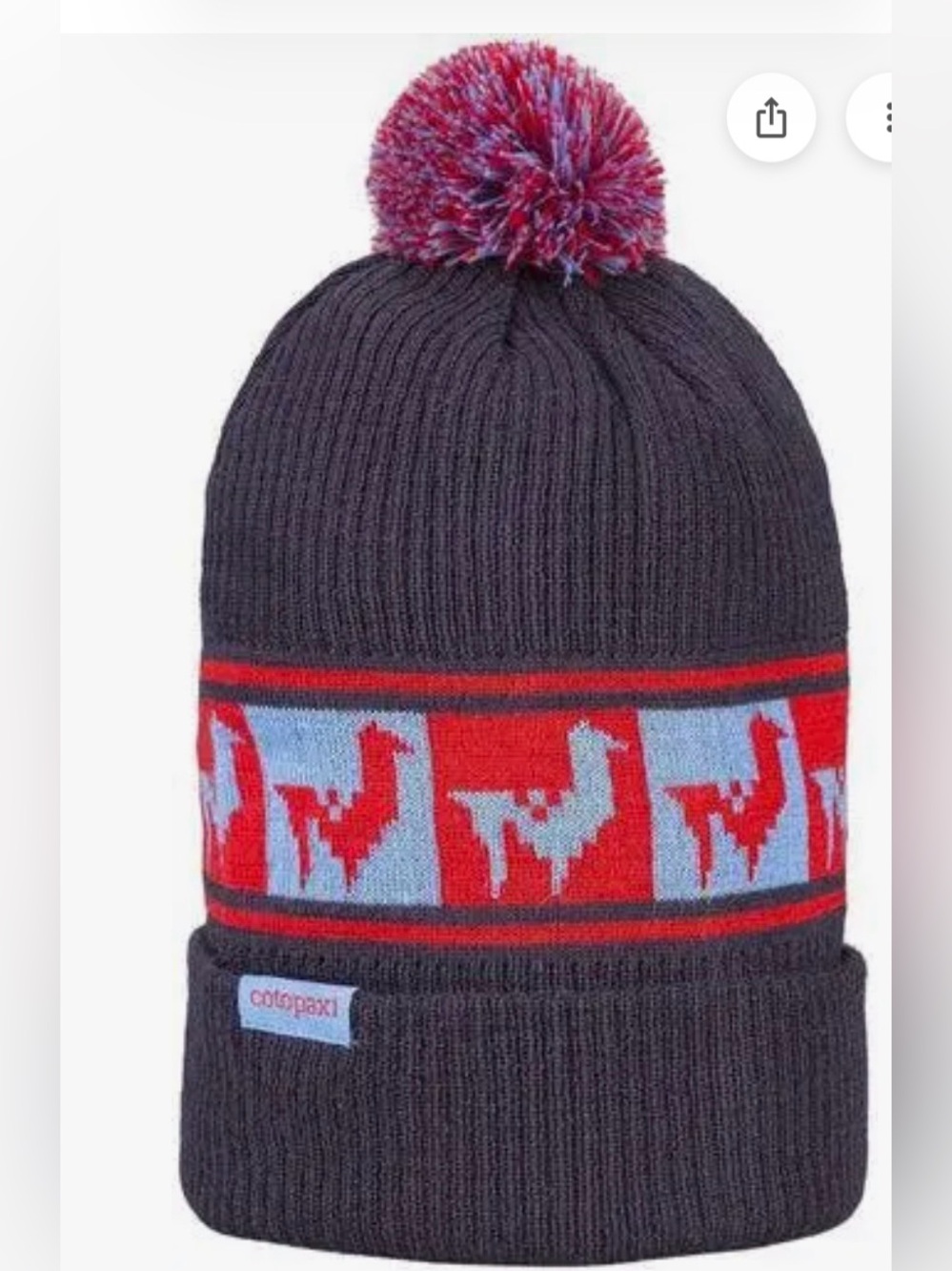 Cotopaxi Quito Pom Wool Blend Beanie Red/Light Blue Accents OS